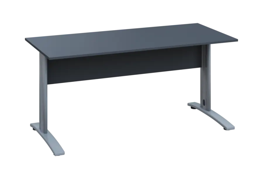 EPK 17 - 16 stůl kancelářský, kovová podnož stříbrná, deska 18 mm, široký 1600 mm, antracit